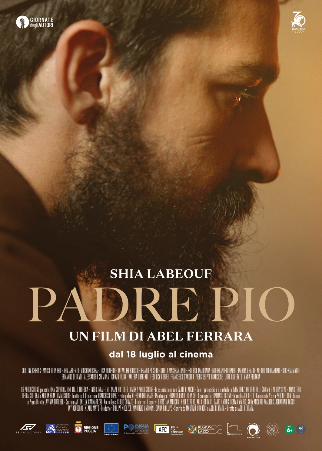 Il trailer e il poster di Padre Pio di Abel Ferrara, in anteprima al Taormina Film Festival e dal 18 luglio al cinema